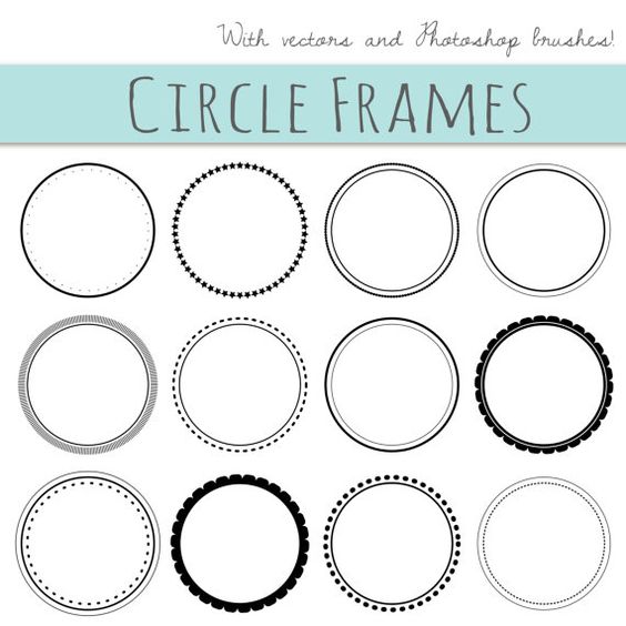 CLIP ART: 12 Digital Scrapbook Frames // Circle Clipart 
