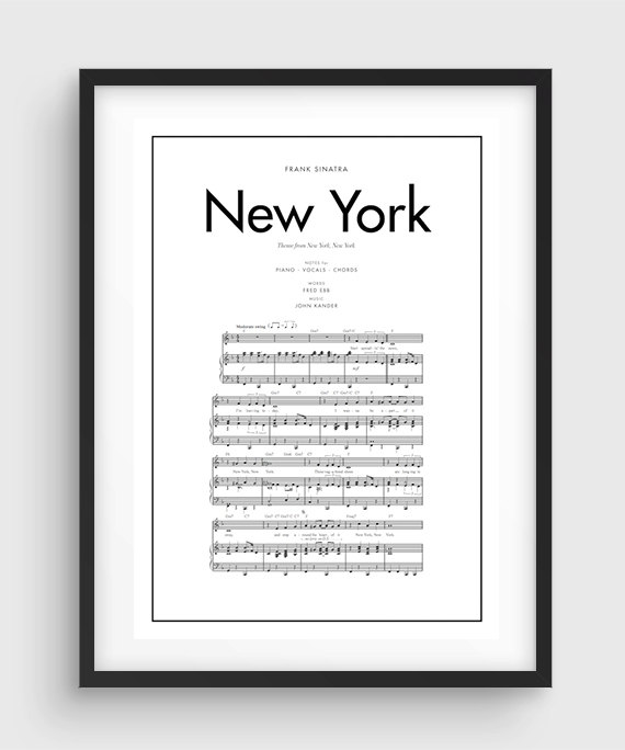 Frank Sinatra New York New York Song Music Notes by PurePrint 
