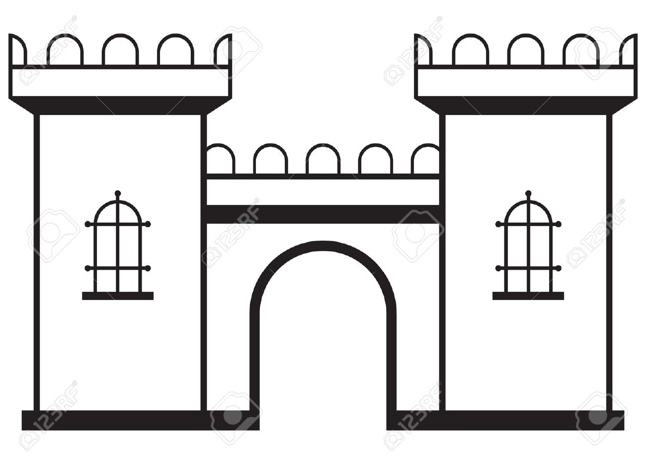 Castle wall silhouette clipart 