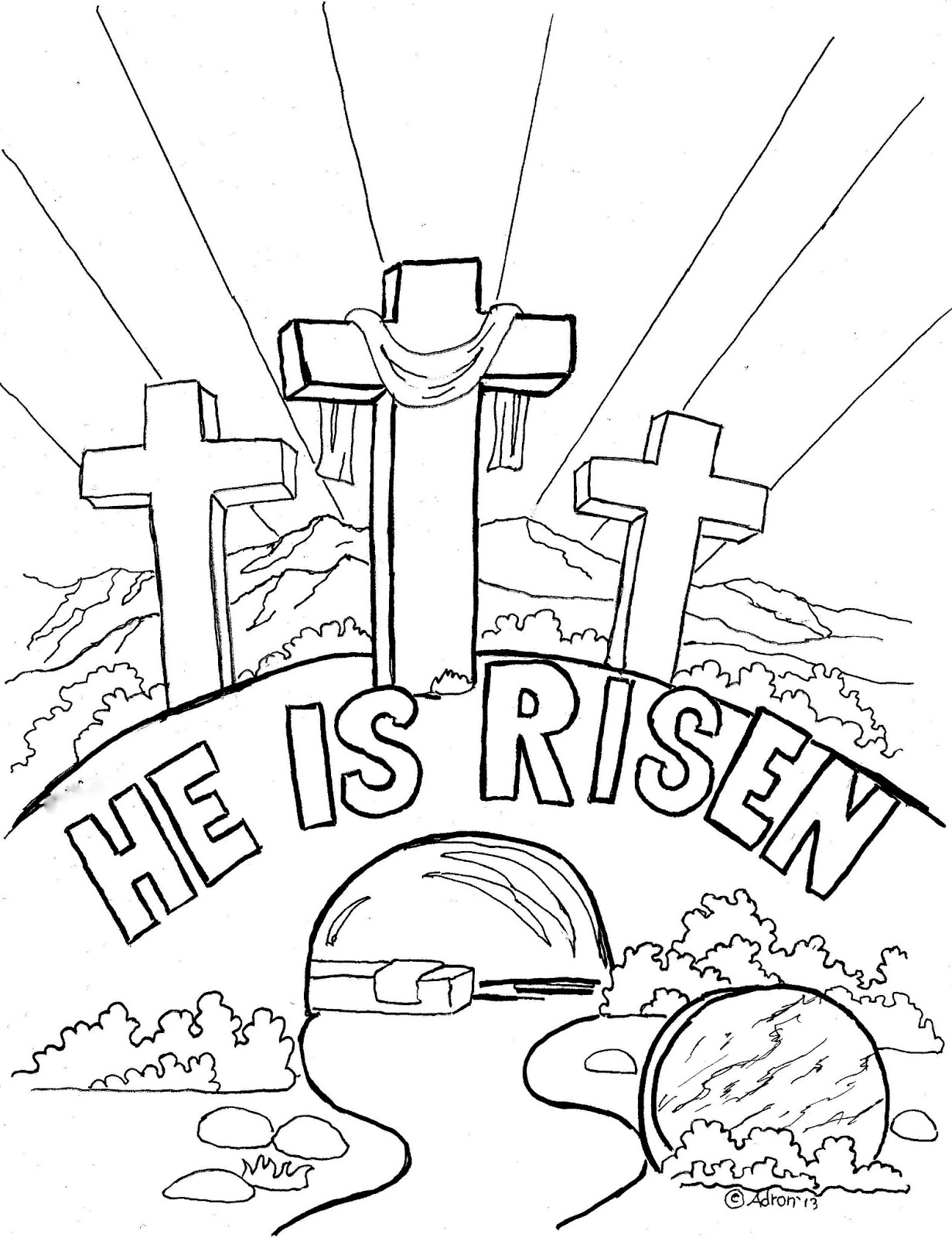 He is risen clipart image color in 