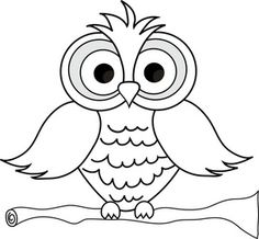 Baby owl black and white clipart 