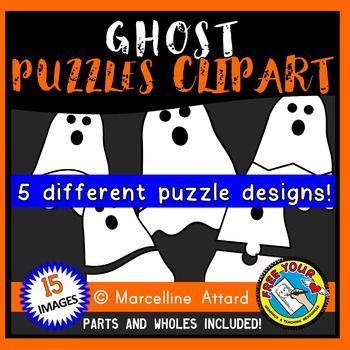 Ghost puzzles clipart: ghost clipart puzzle templates: halloween 