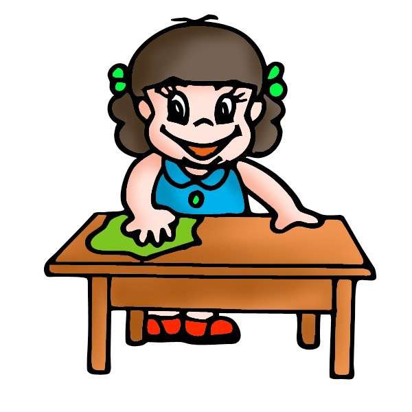 Girls clean up classroom clipart 
