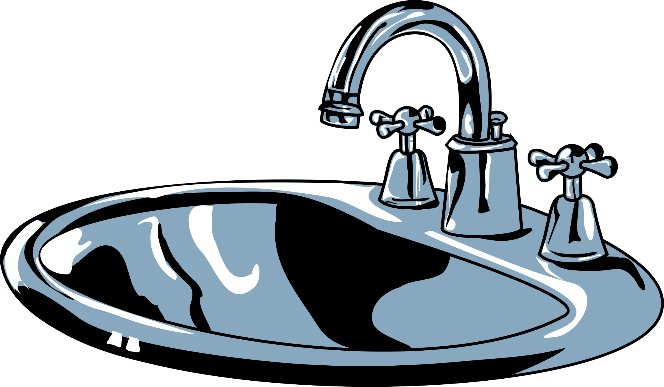 cleaning bathroom sinks kids black and white clipart