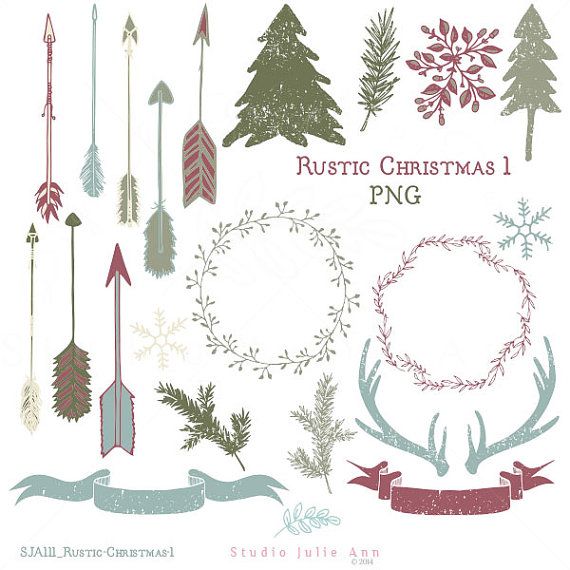 Holiday wreath garland clipart rustic 
