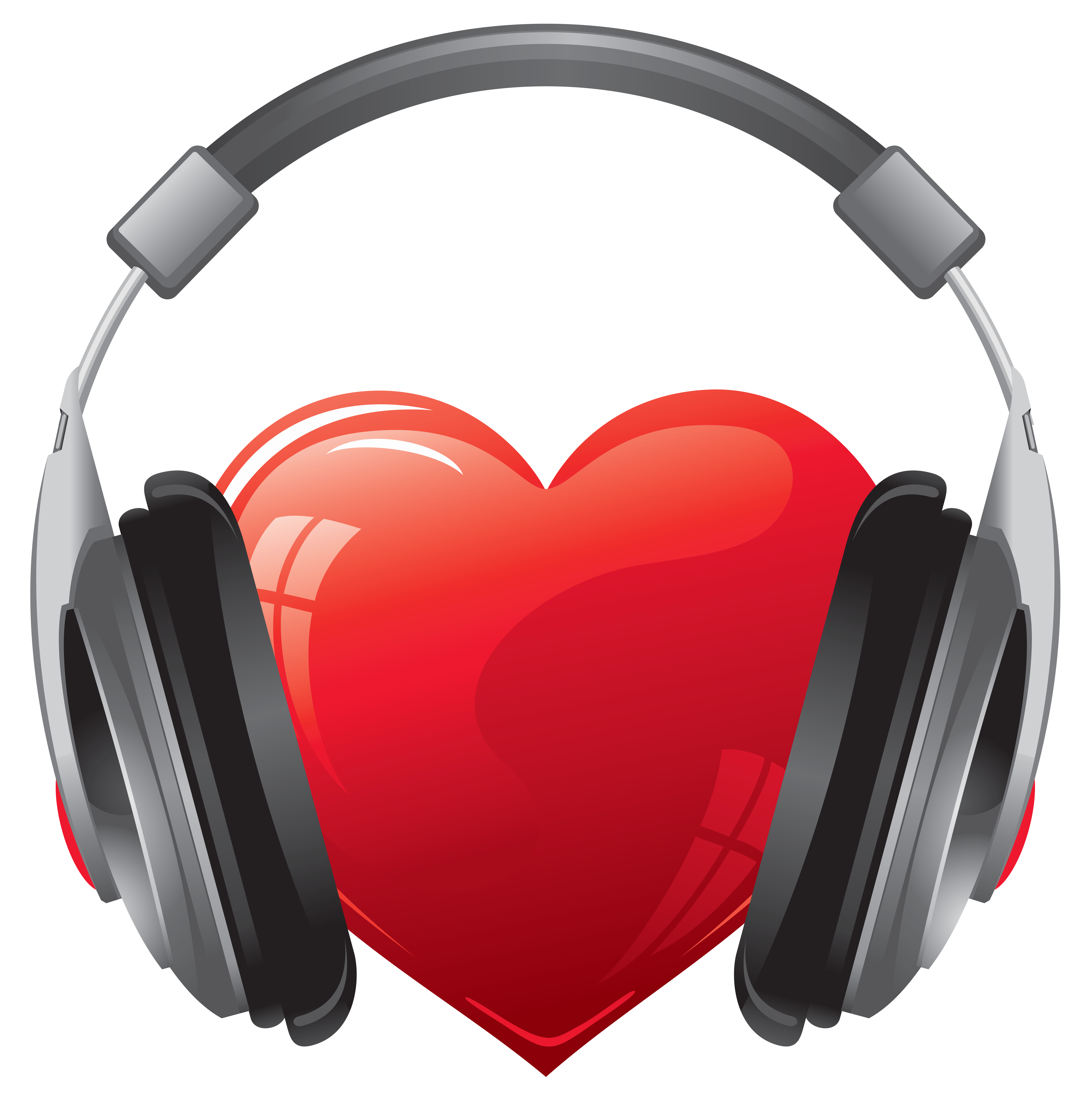 Heart with Headphones PNG Clipart Image 