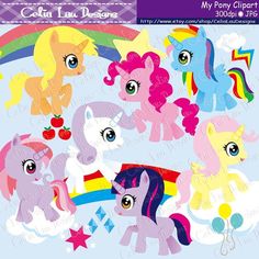 Rainbow Unicorn Clipart/ Cute Unicorn and Rainbow clipart 