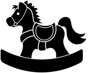Rocking Horse Clipart Image: Child&toy rocking horse in black 
