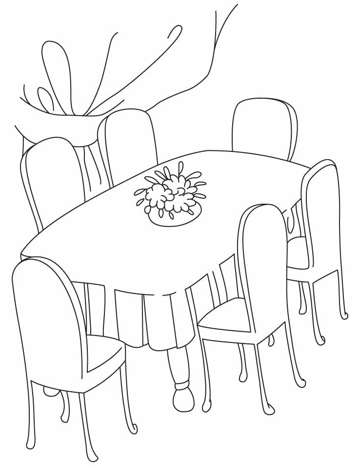 Dining table clipart black and white 