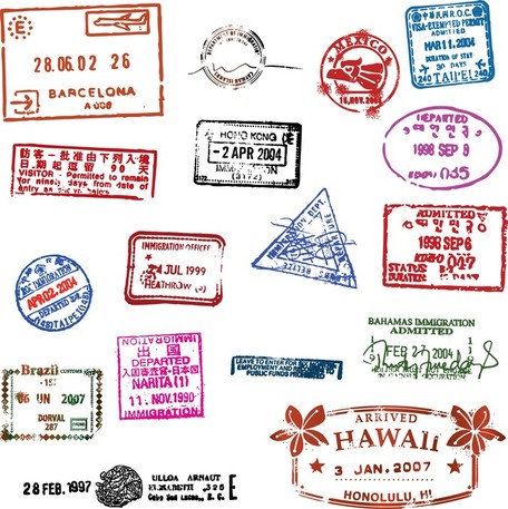 Country passport stamps clipart 