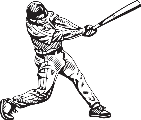 Baseball batter hitting ball clipart 