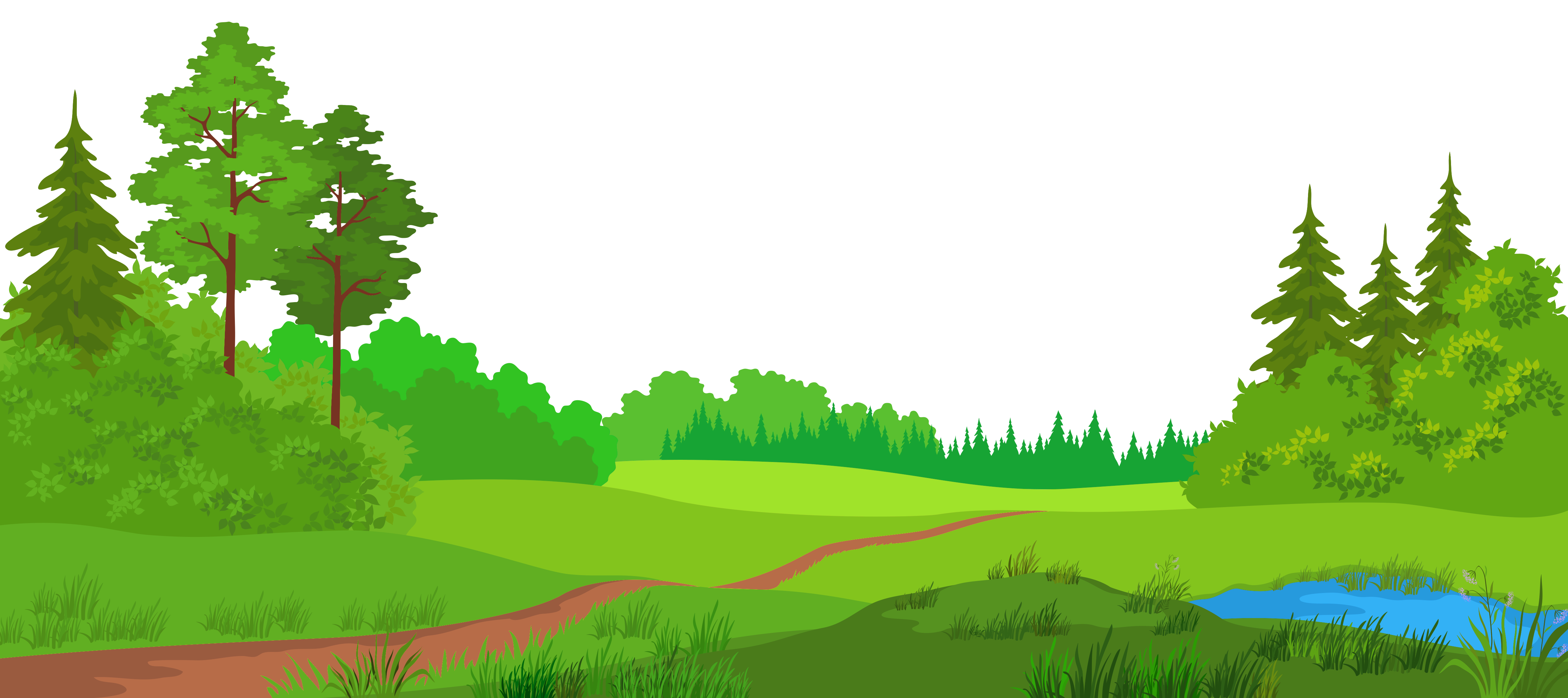 Meadow with Trees PNG Clipart Picture 