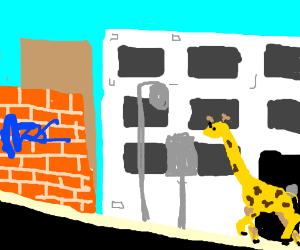 Giraffe visits the ghetto of Compton 
