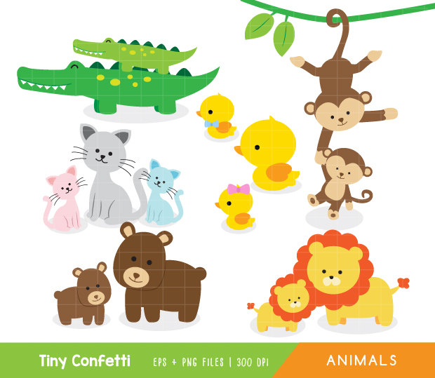 Baby animal and mama clipart 