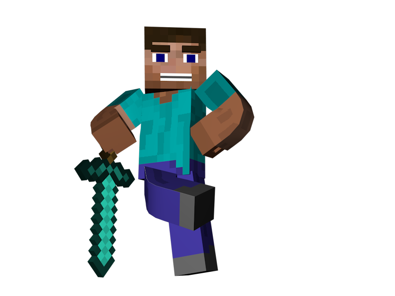 Minecraft clipart steve with a sword 