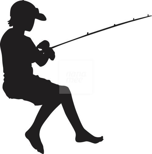 Women sitting fishing clipart silhouette 