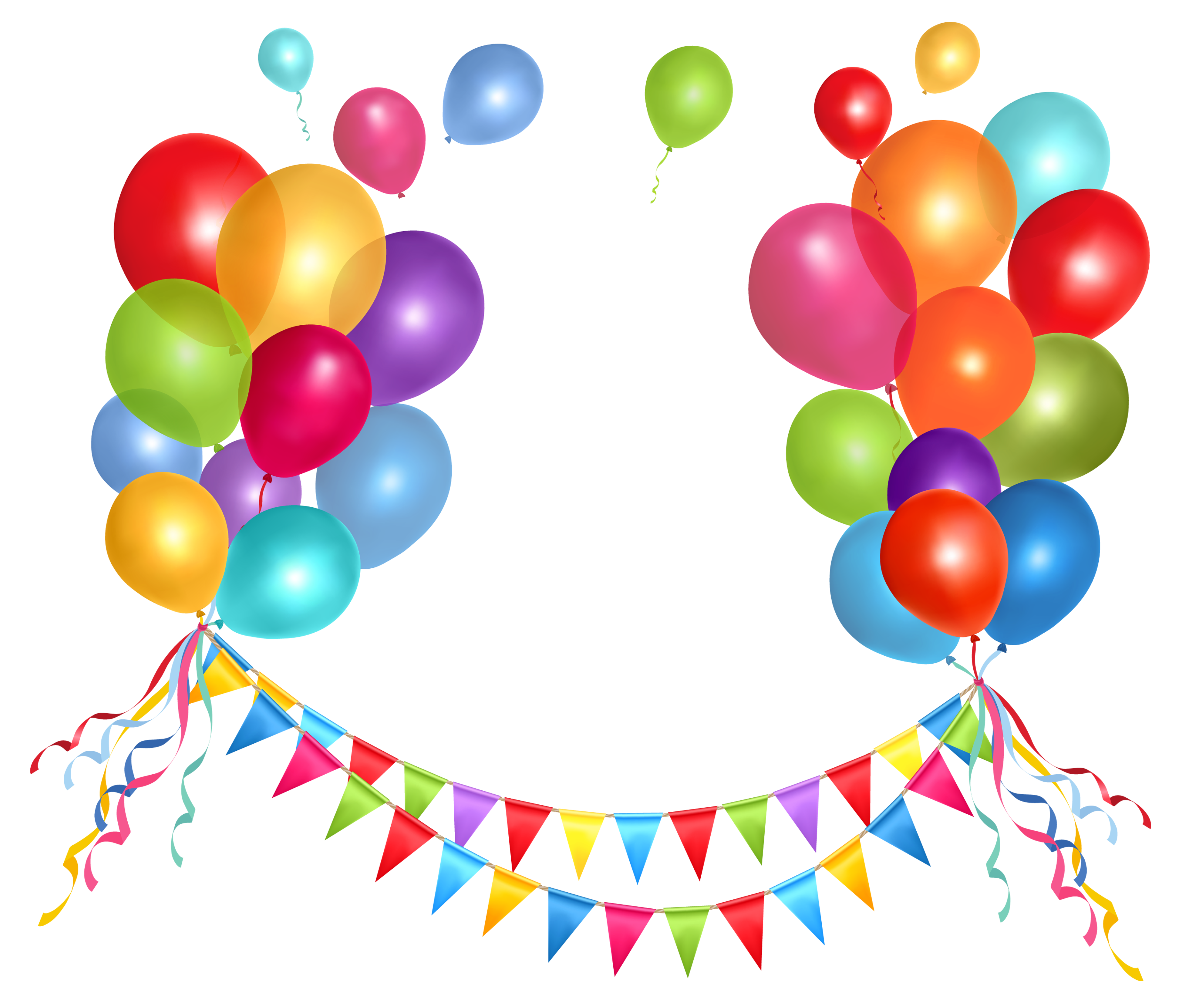 Transparent Party Streamer and Balloons PNG Clipart Picture 