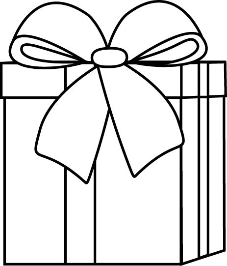 Gift Box Black And White Clipart 