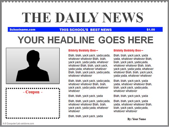Newspaper Template Doc from clipart-library.com