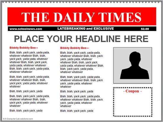 Newspaper headline clipart powerpoint 