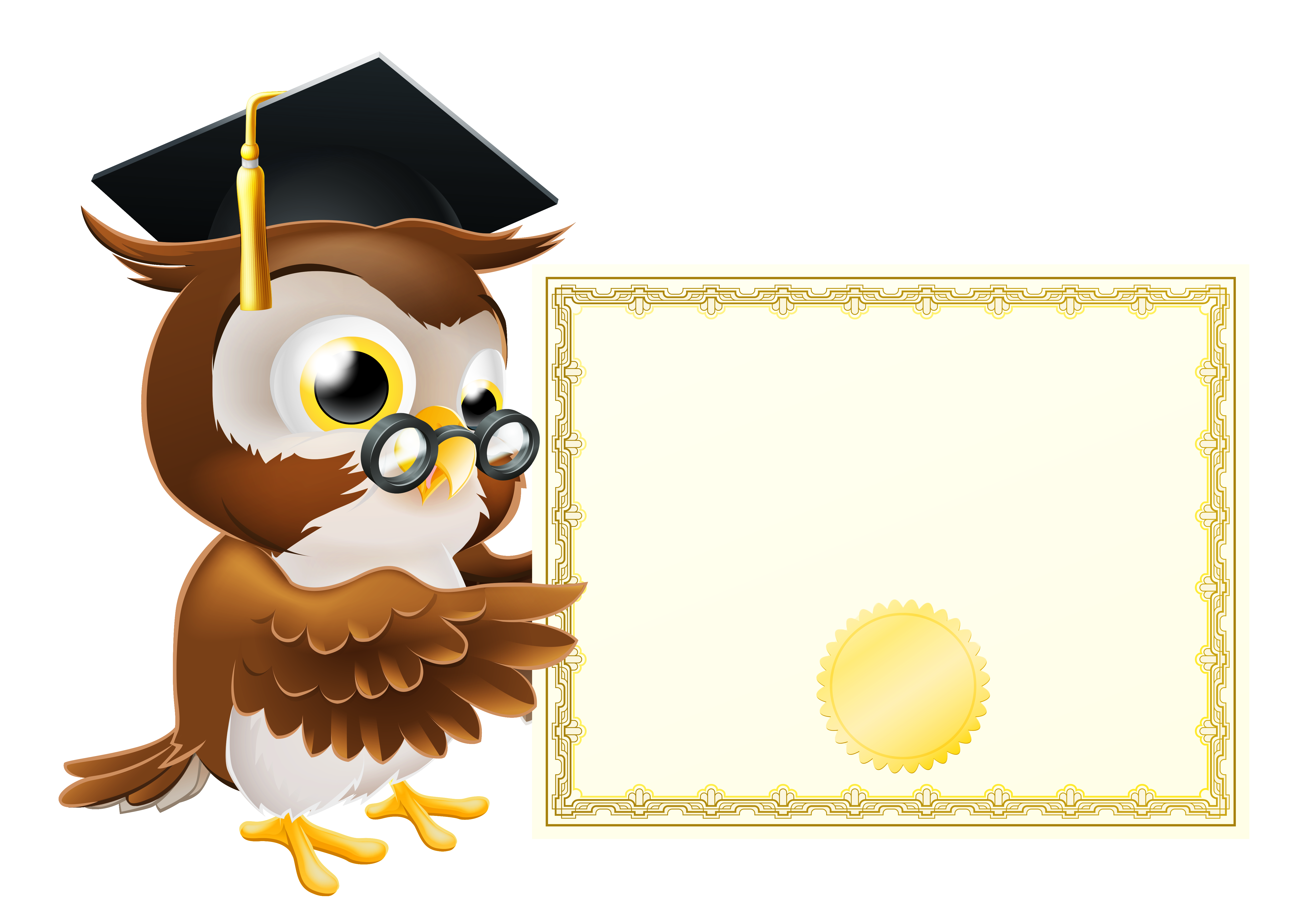 Owl with School Diploma PNG Clipart Picture 