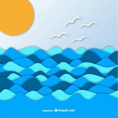 Blue vector waves background Free Vector 