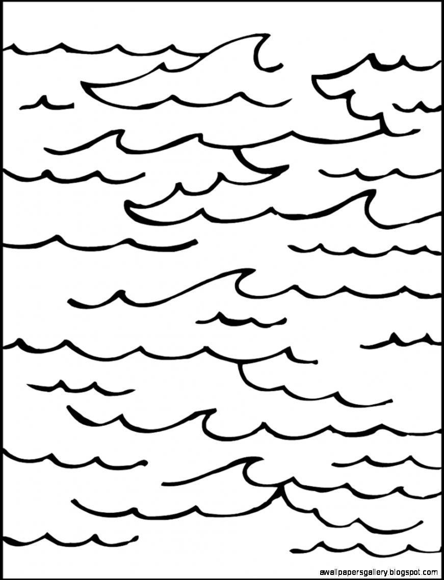 Ocean water clipart black and white 