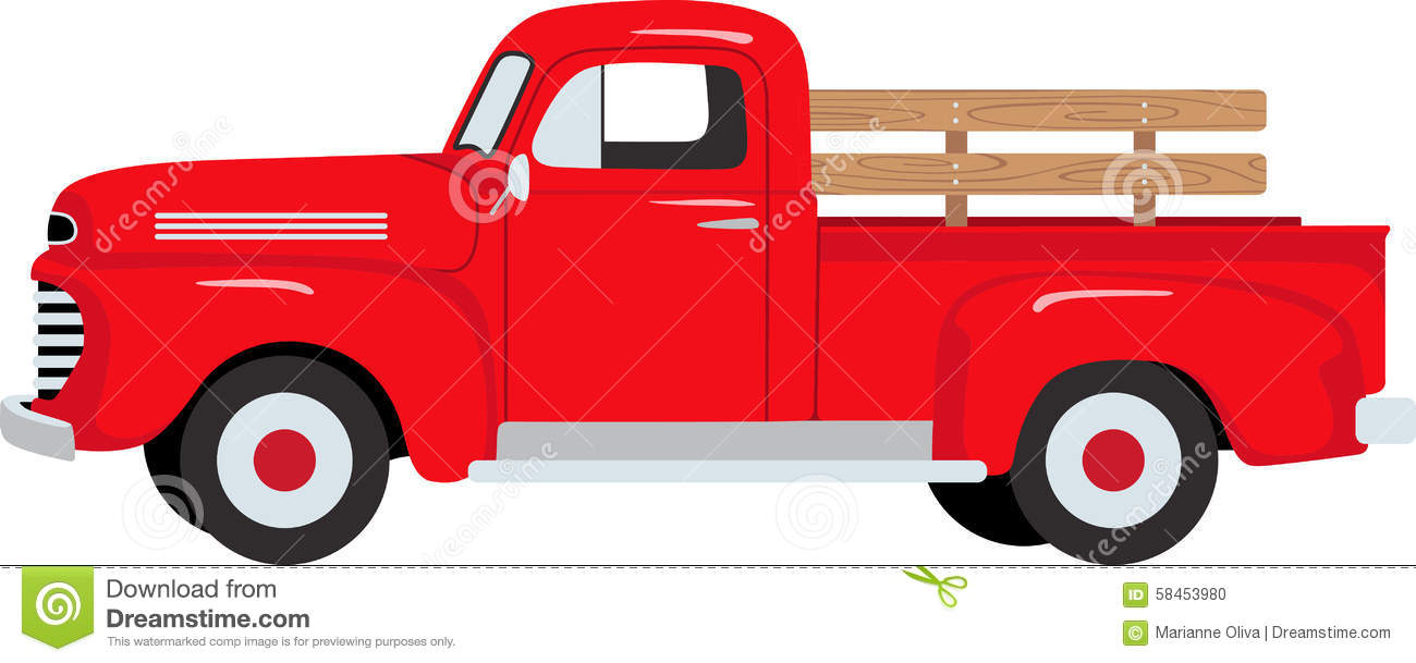 Red pickup truck clipart 