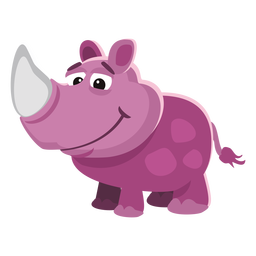 Purple Rhino in jungle cartoon animal 