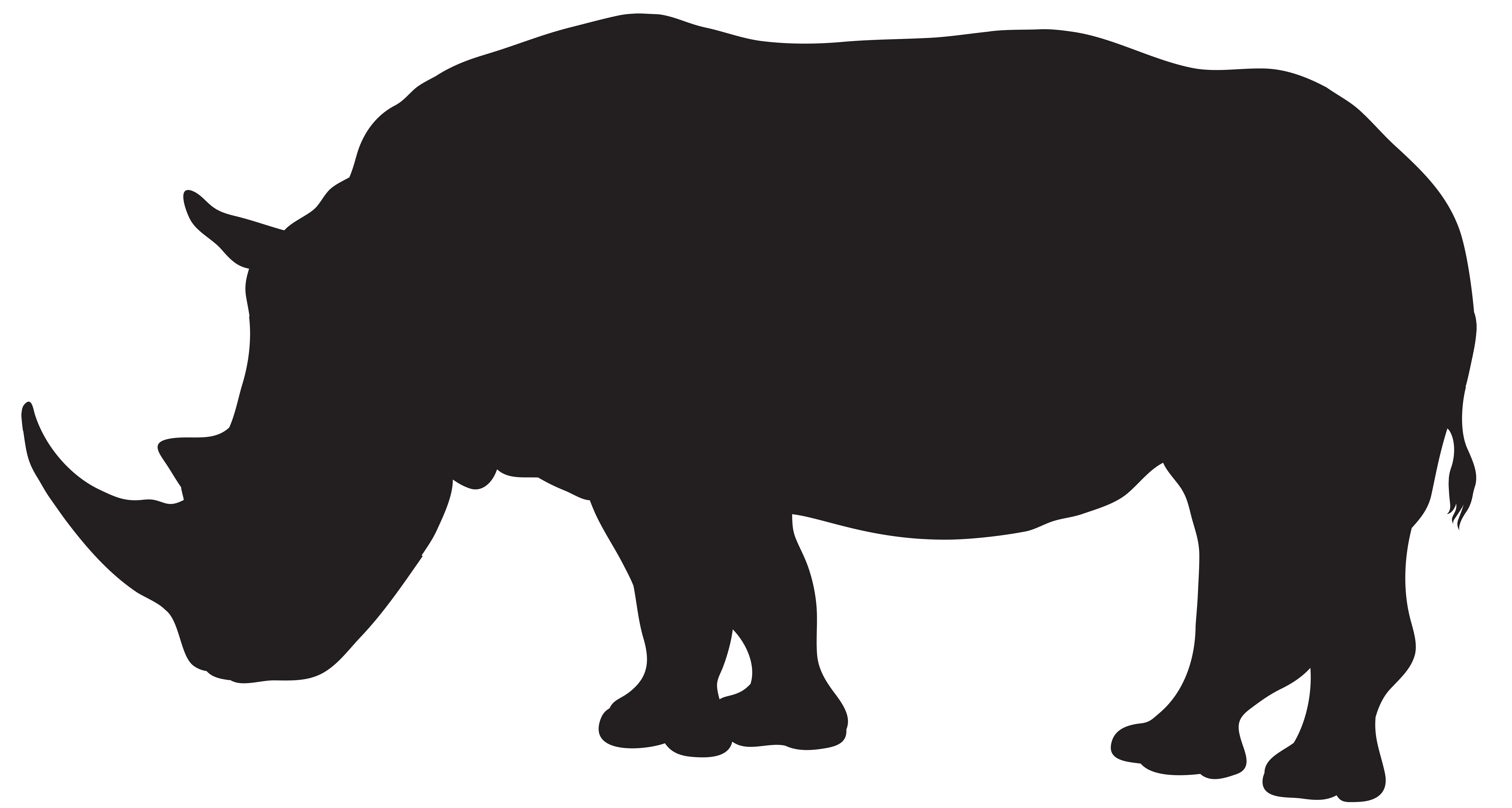 Rhino Silhouette PNG Transparent Clip Art Image 