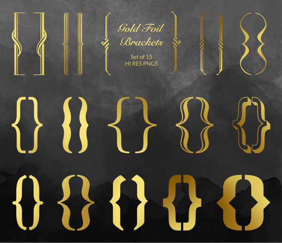Gold Foil Typography Brackets Clipart for by SweetbriarLaneGoods 
