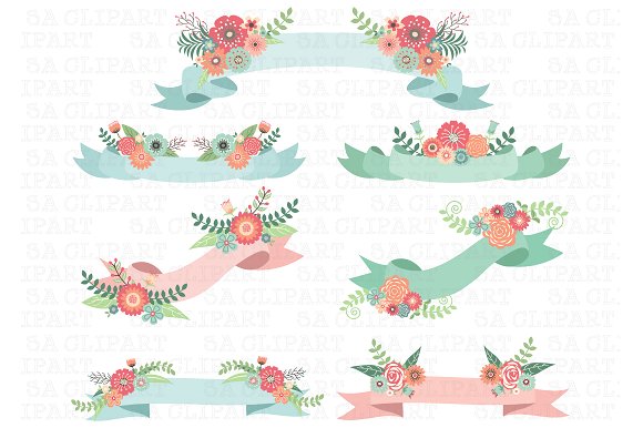 Wedding Floral Banner Clipart ~ Illustrations on Creative Market 
