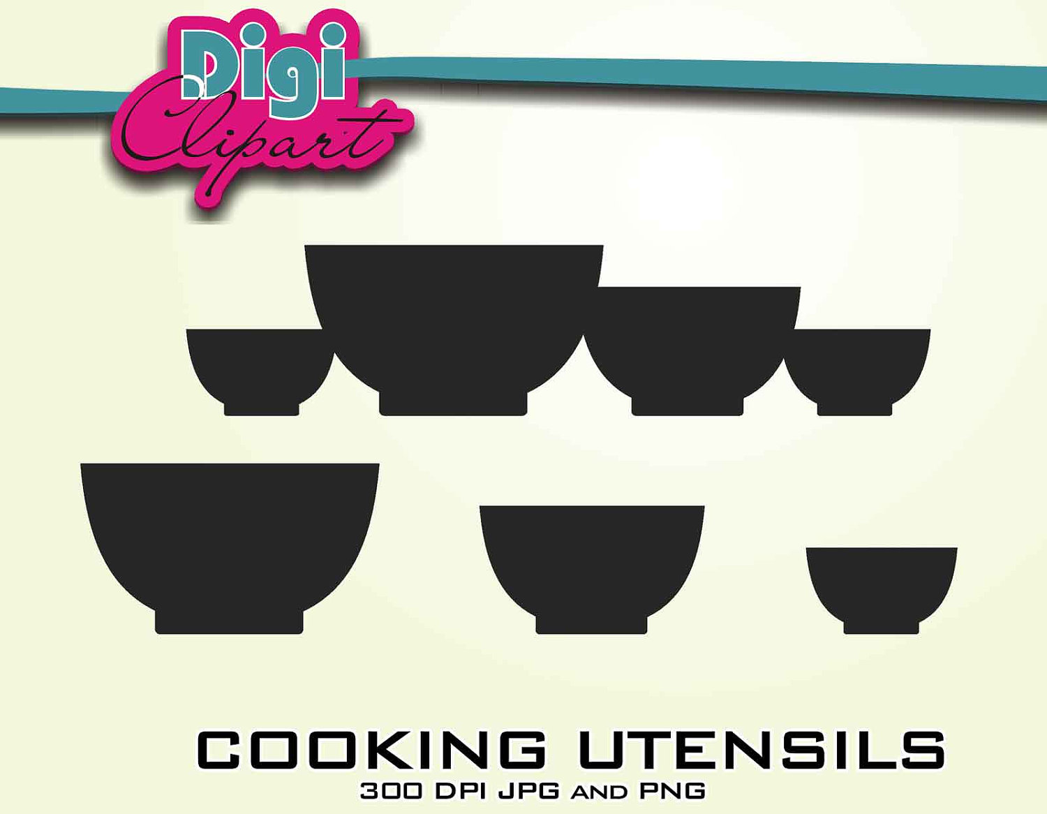 Mixing Cereal Bowl Silhouette Clip Art by digifotosclipart 