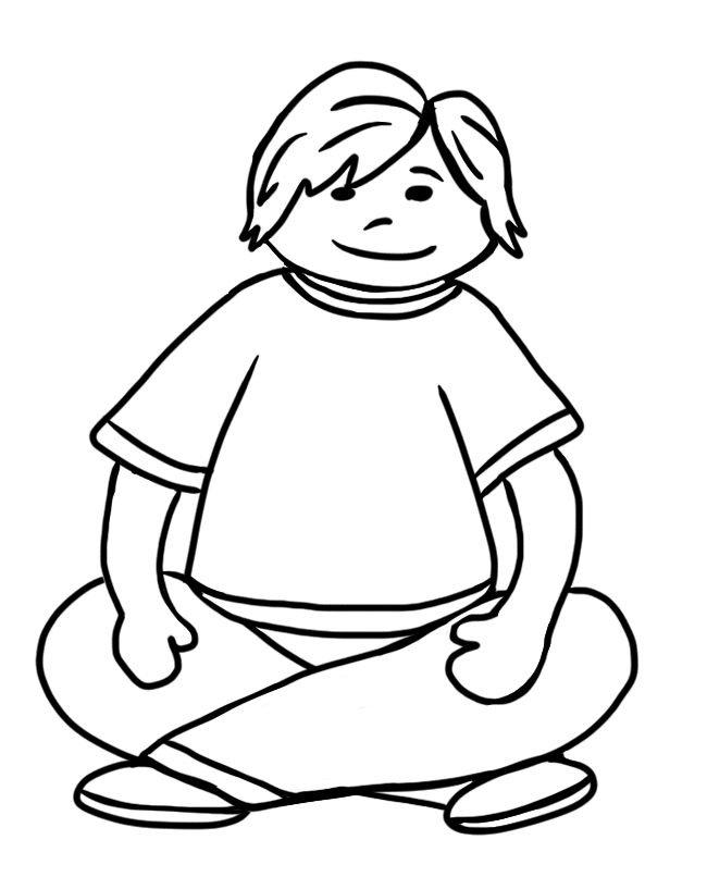 Kids Sitting Criss Cross Applesauce Sketch Coloring Page