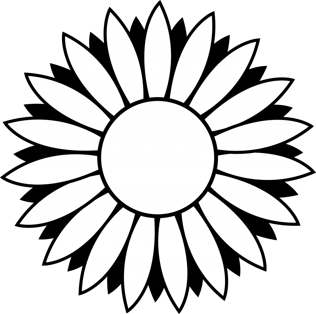 Sunflower clip art black and white 