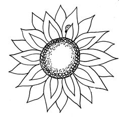 Sunflower black and white clipart 