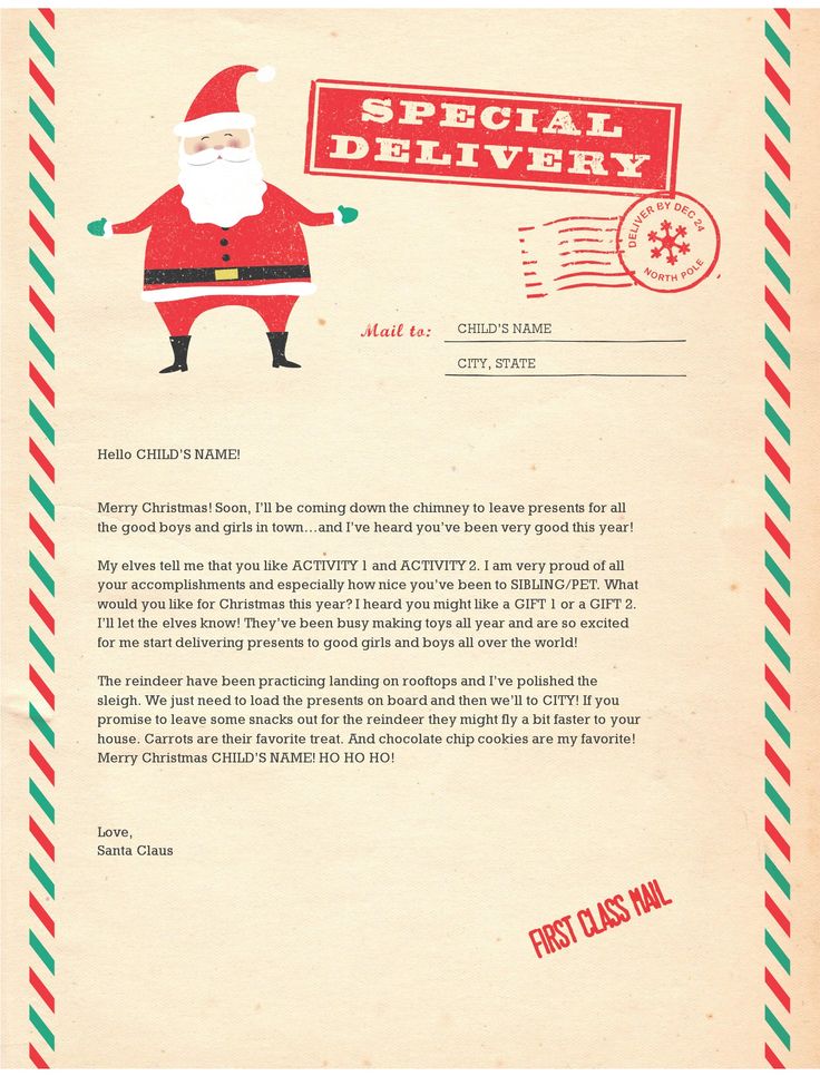 Editable Letter From Santa Template Free Collection