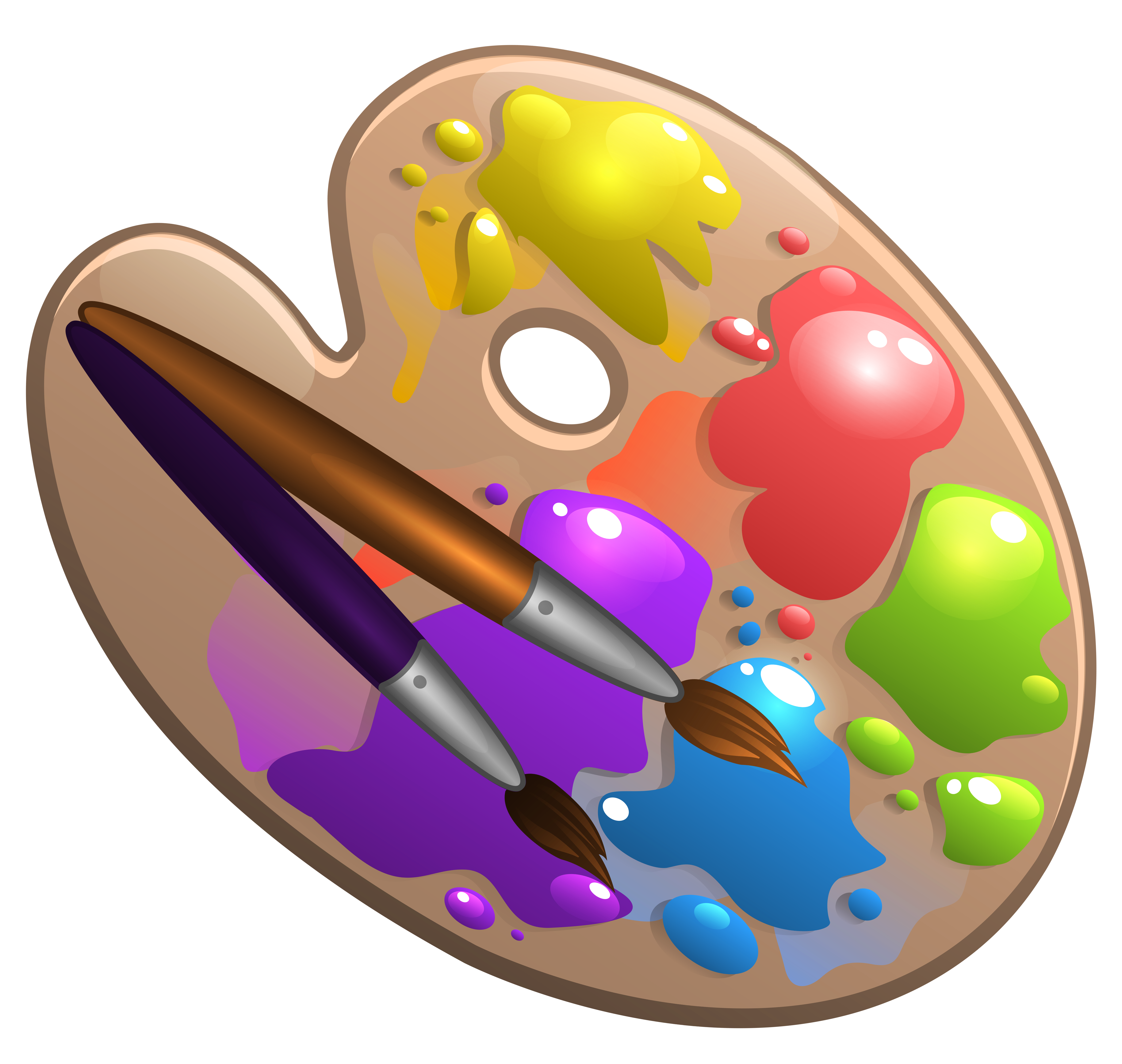 School Palette with Paint Brushes PNG Clipart Picture 