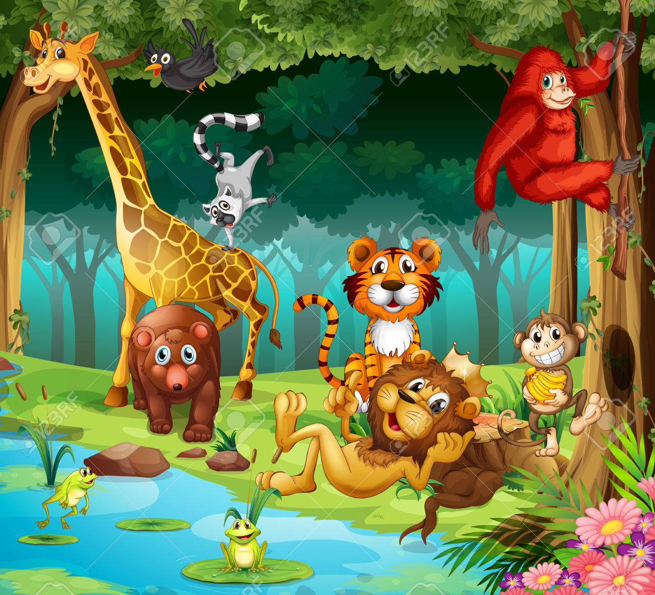 Animals live in forest clipart 
