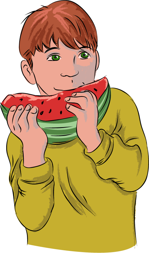 Clipart boy eating 