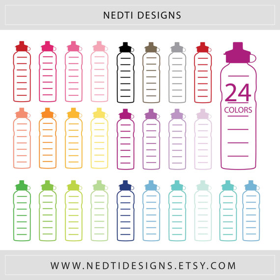 Water Bottle Clipart Rainbow Color Collage overlay by NedtiDesigns 