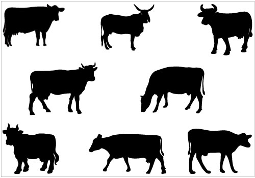 Cow silhouette vector clip art pack 