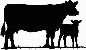 Cow and calf silhouette clipart 