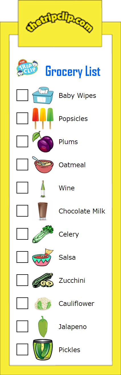 Clipart grocery list 