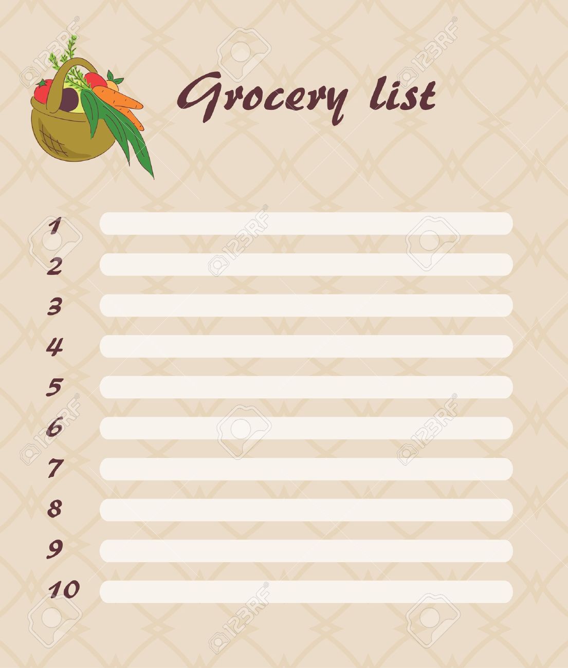 Grocery list clipart 
