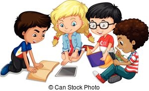 classroom group work cartoon