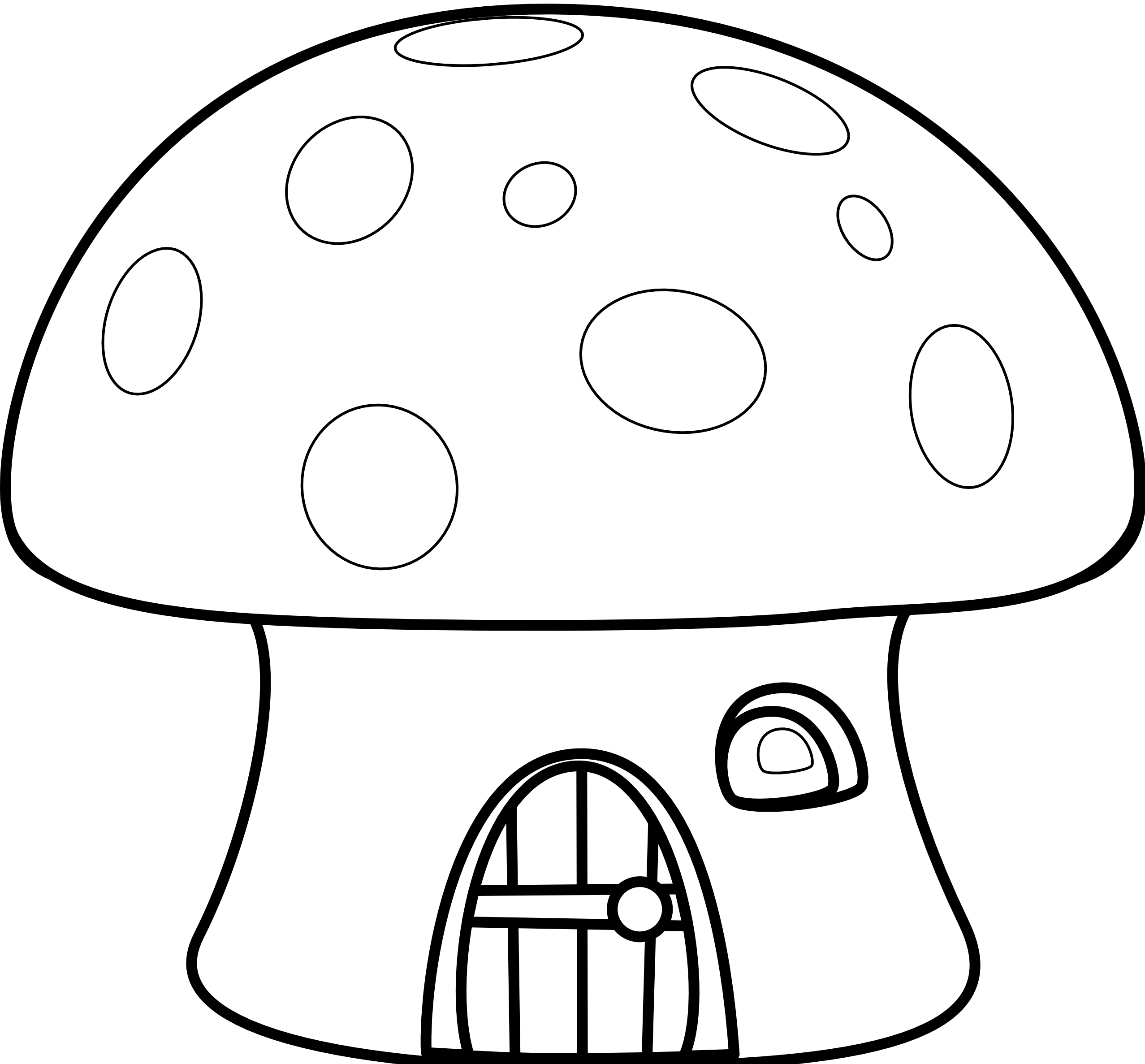 Mushroom house clipart black and white 
