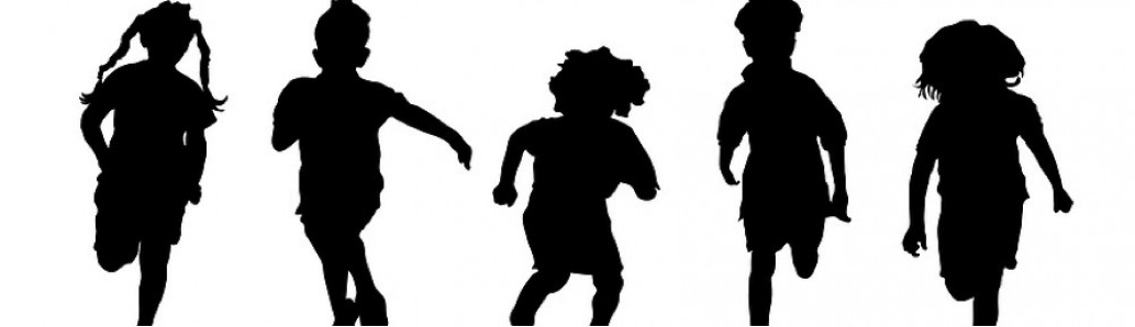 Kids running silhouette clipart 