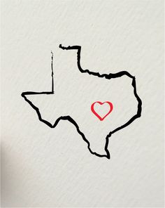 Cute texas state with heart in the middle clipart 