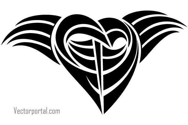 Tattoo Tribal Heart Vector Clip Art Image 